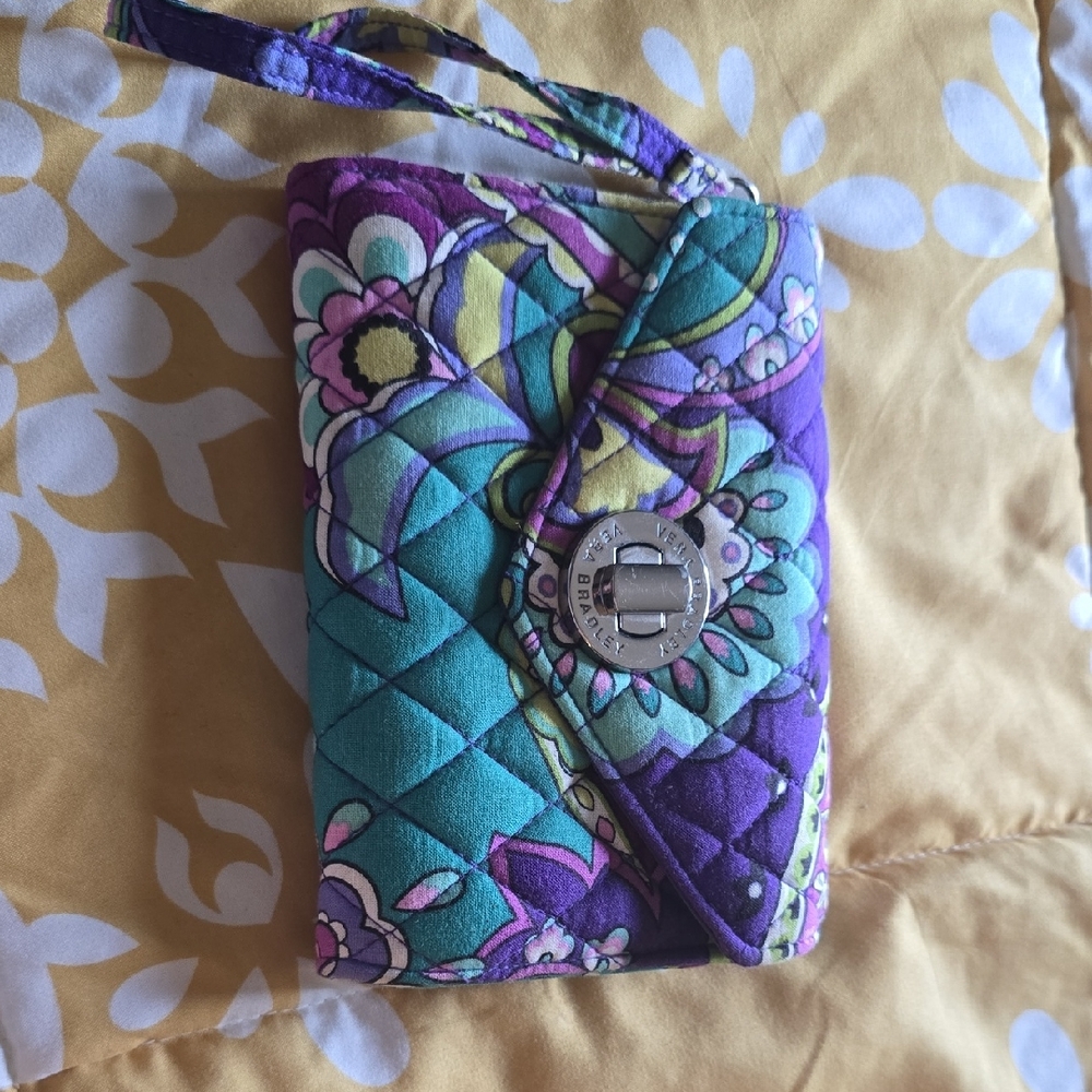 Vera Bradley Purple and Teal Floral Wristlet